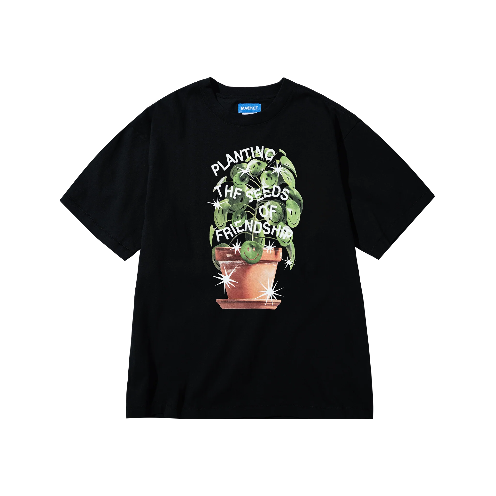 SMILEY SEEDS OF FRIENDSHIP T-SHIRT - BLACK