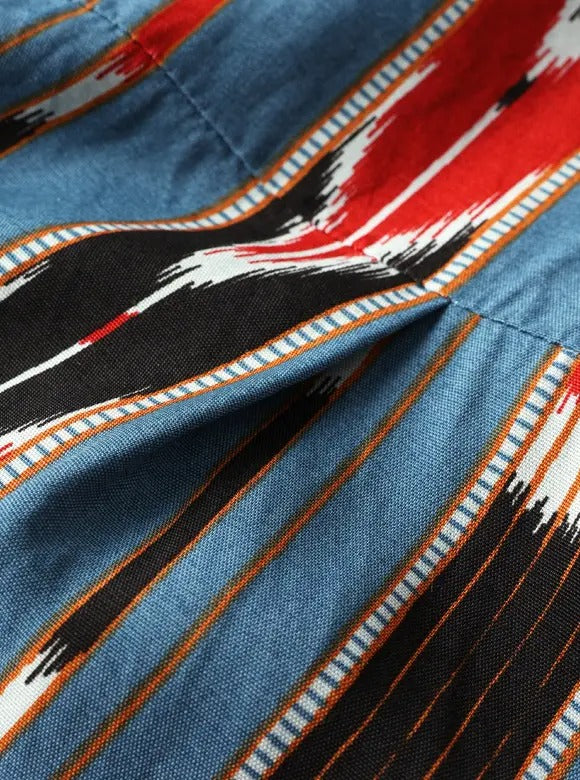 FN-SHO-005S NATIVE BORDER RAYON SHIRT - BLUE