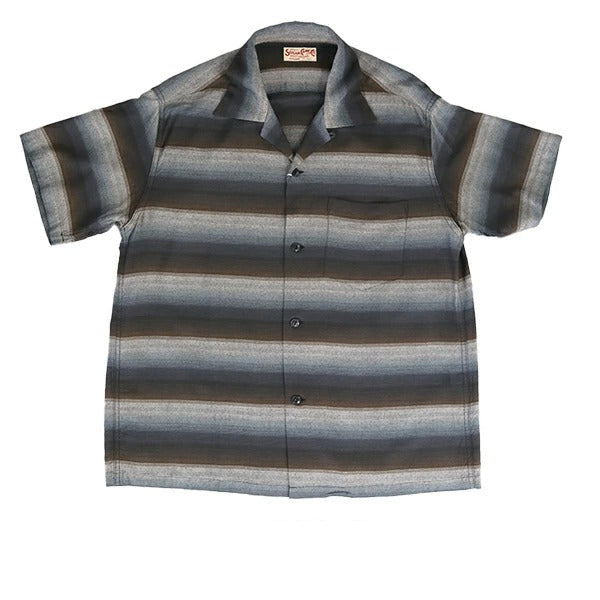 SC39521 RAYON BORDER OPEN SHIRTS (SHORT SLEEVE) - BLACK