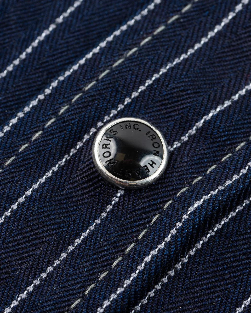 IHSH-424-IND 8.5OZ HERRINGBONE STRIPE WESTERN SHIRT - INDIGO