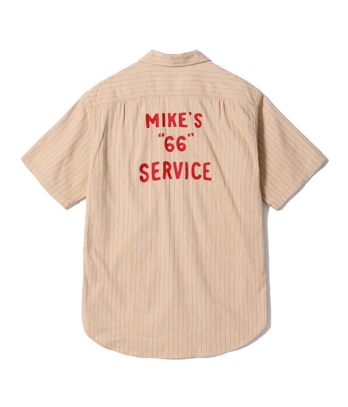SC39528 COKE STRIPE WORK SHIRT WITH CHAIN EMBROIDERED - BEIGE