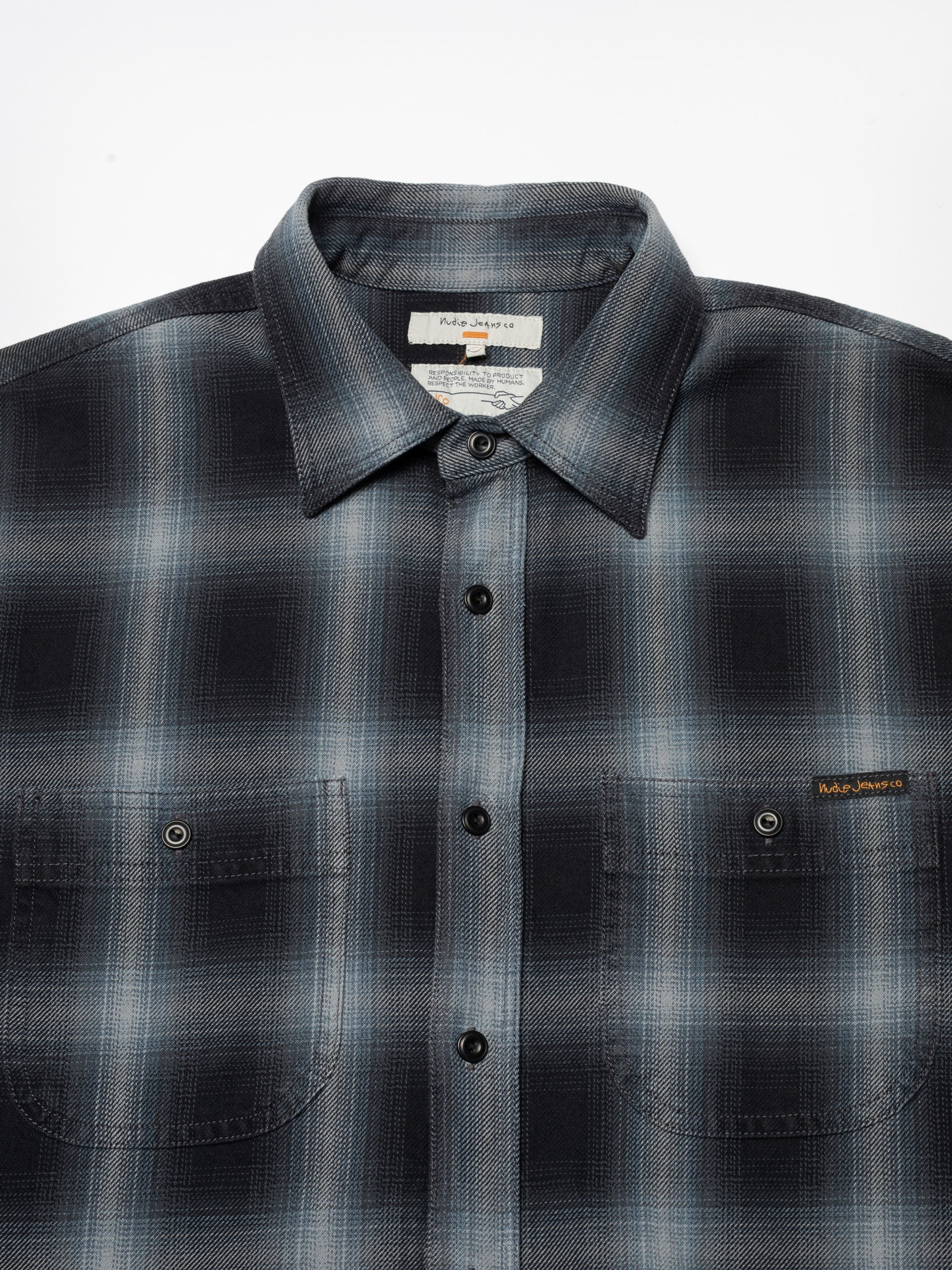 Julian Worker Shadow Check Shirt - Black