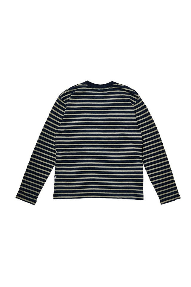 LS-5407-1 Heavyweight Striped Long Sleeve T-shirt - INDIGO X BEIGE