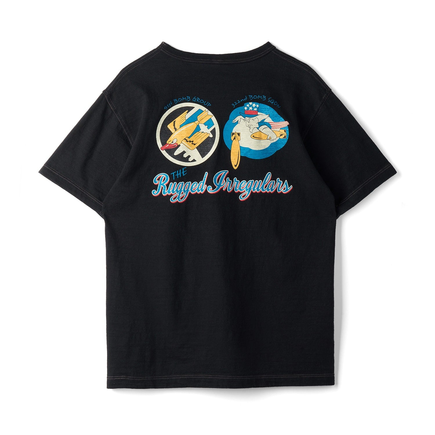 BR79563 SLUB YARN T-SHIRT 322nd BOMB SQ - BLACK