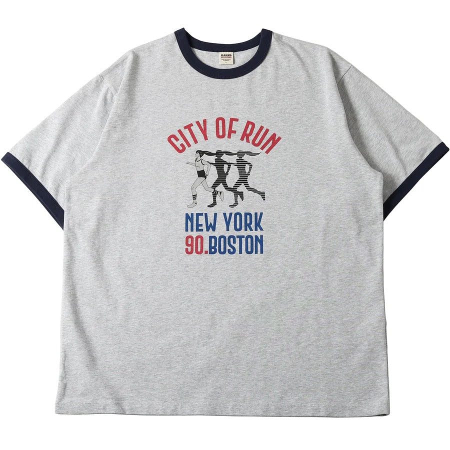 BR-25168 Ringer Print S/S T-shirt (CITY OF RUN) - GRAY
