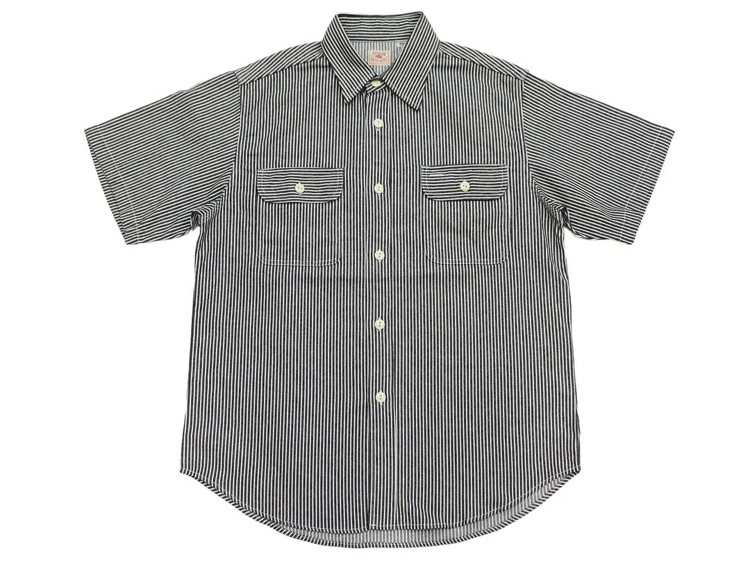 SC37944 HICKORY STRIPE S/S WORK SHIRT - BLACK
