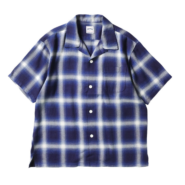 41273 INDIGO HB OMBRE CHECK S/S SHIRT - INDIGO ONE WASH