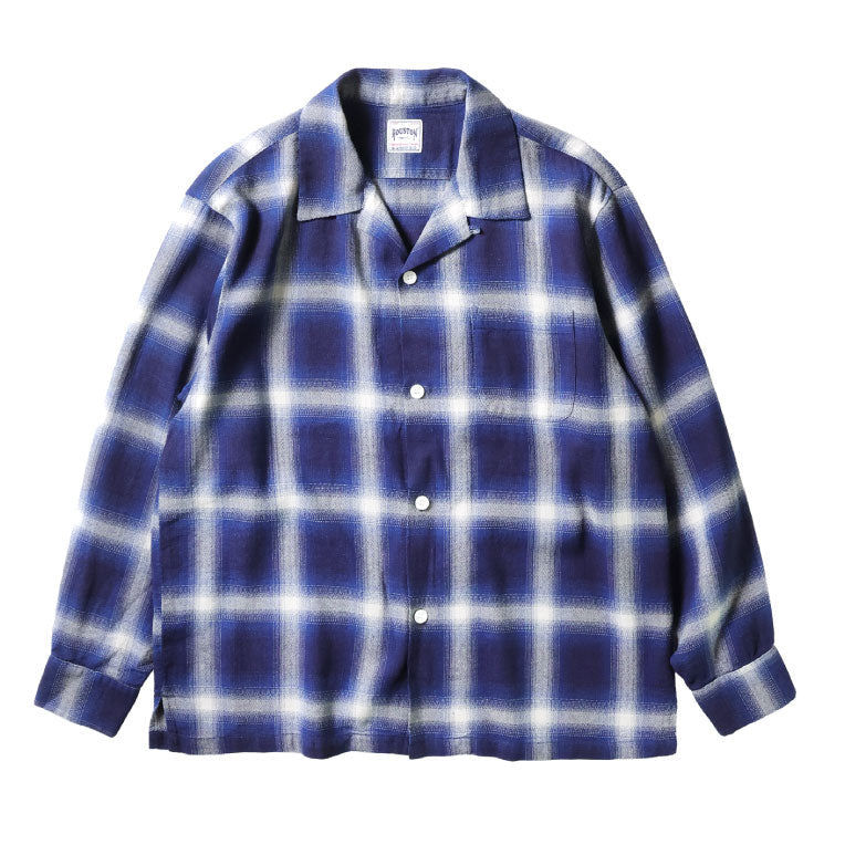 41272 INDIGO HB OMBRE CHECK L/S SHIRT - INDIGO ONE WASH