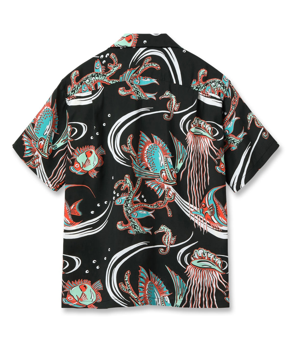 SS39417 RAYON HAWAIIAN SHIRT “BUG EYED FISH” - BLACK