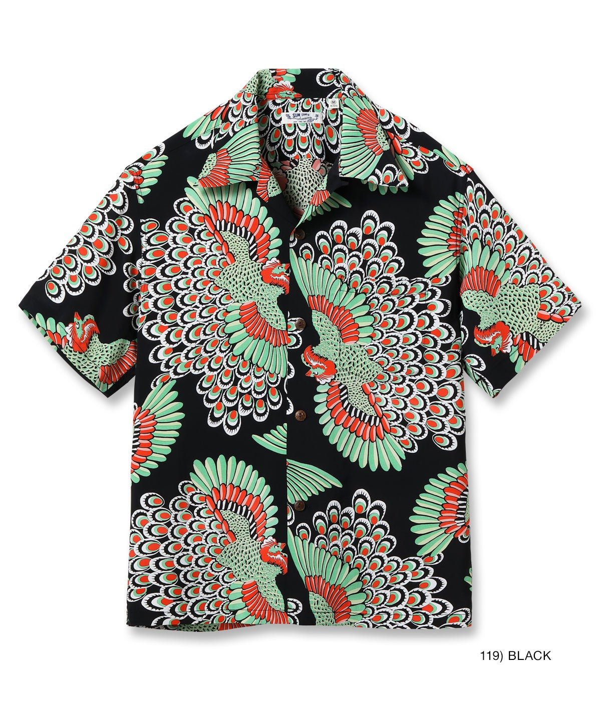 SS39428 RAYON HAWAIIAN SHIRT “PEACOCK” - BLACK