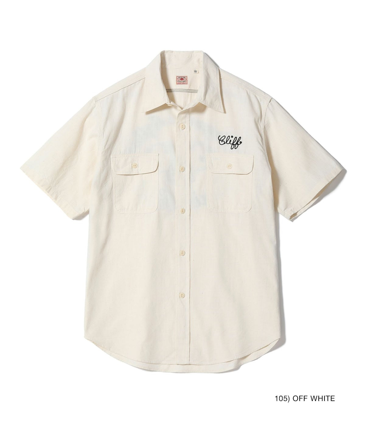 SC39527 CHAMBRAY WORK SHIRT WITH CHAIN ??EMBROIDERED - OFF WHITE