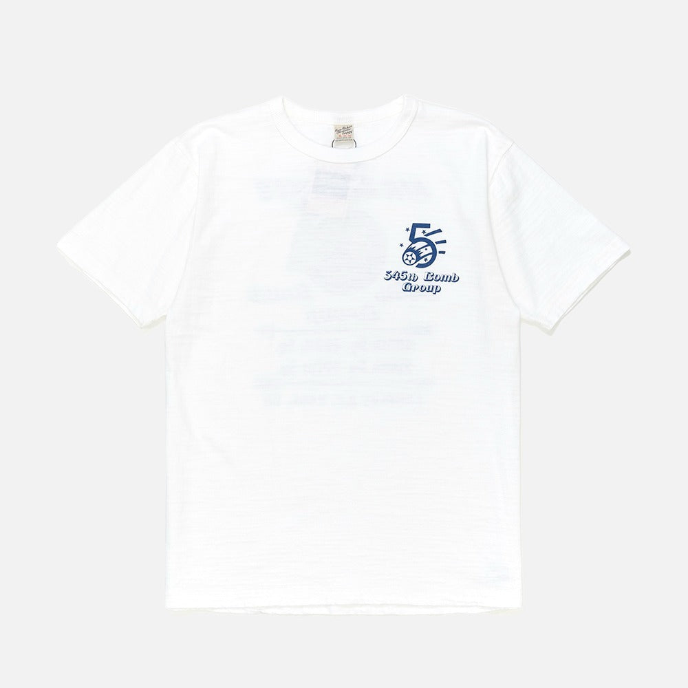 BR79565 SLUB YARN T-SHIRT "345th BOMB. GROUP" - WHITE