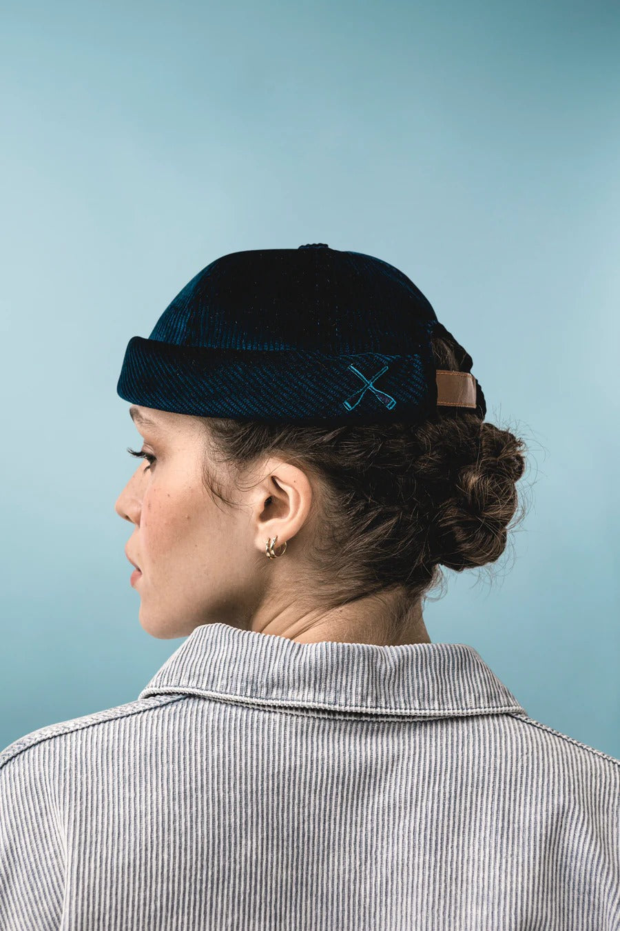 MIKI DOCKER HAT VELVET CORDUROY - DARK BLUE