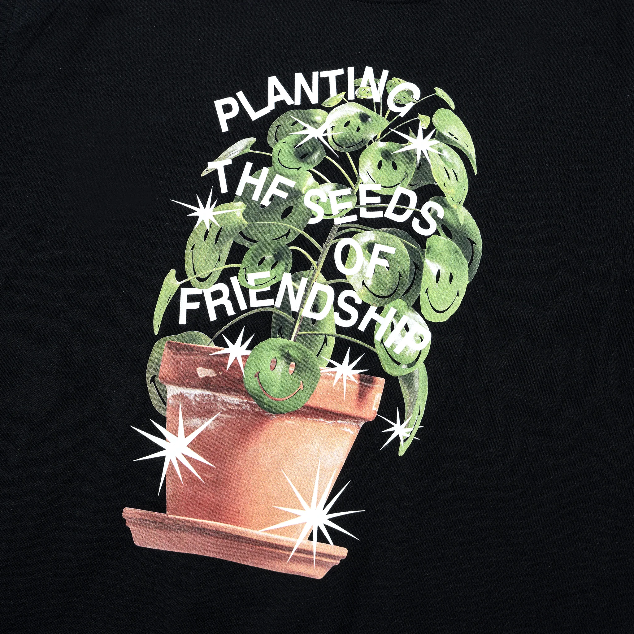 SMILEY SEEDS OF FRIENDSHIP T-SHIRT - BLACK