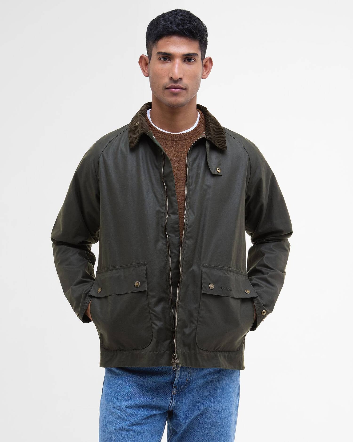 SHORT BEDALE WAX JACKET - FERN