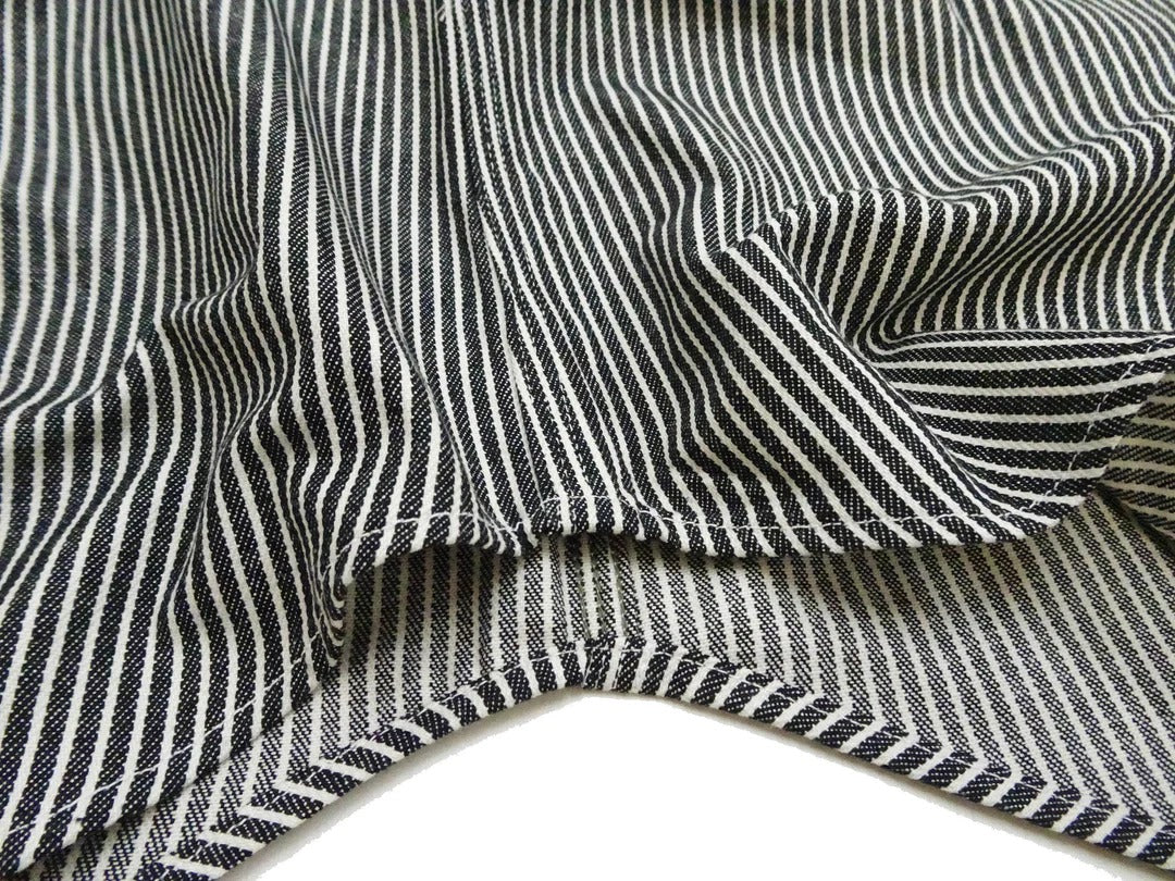 SC37944 HICKORY STRIPE S/S WORK SHIRT - BLACK