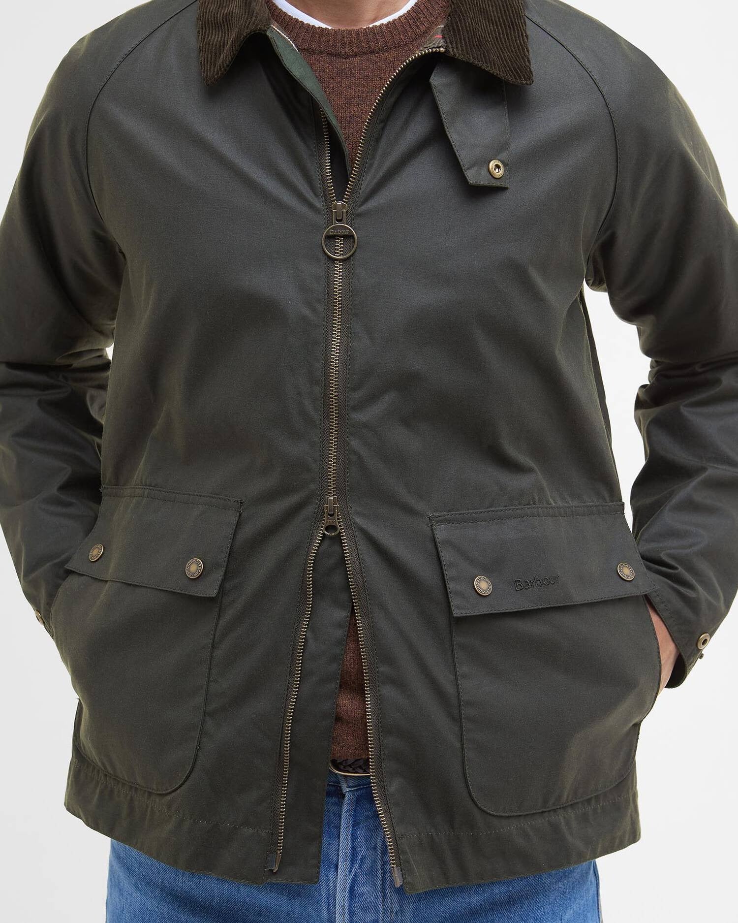 SHORT BEDALE WAX JACKET - FERN