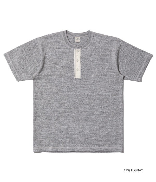 BR79192 SLUB YARN HENLEY NECK T-SHIRT - H.GRAY