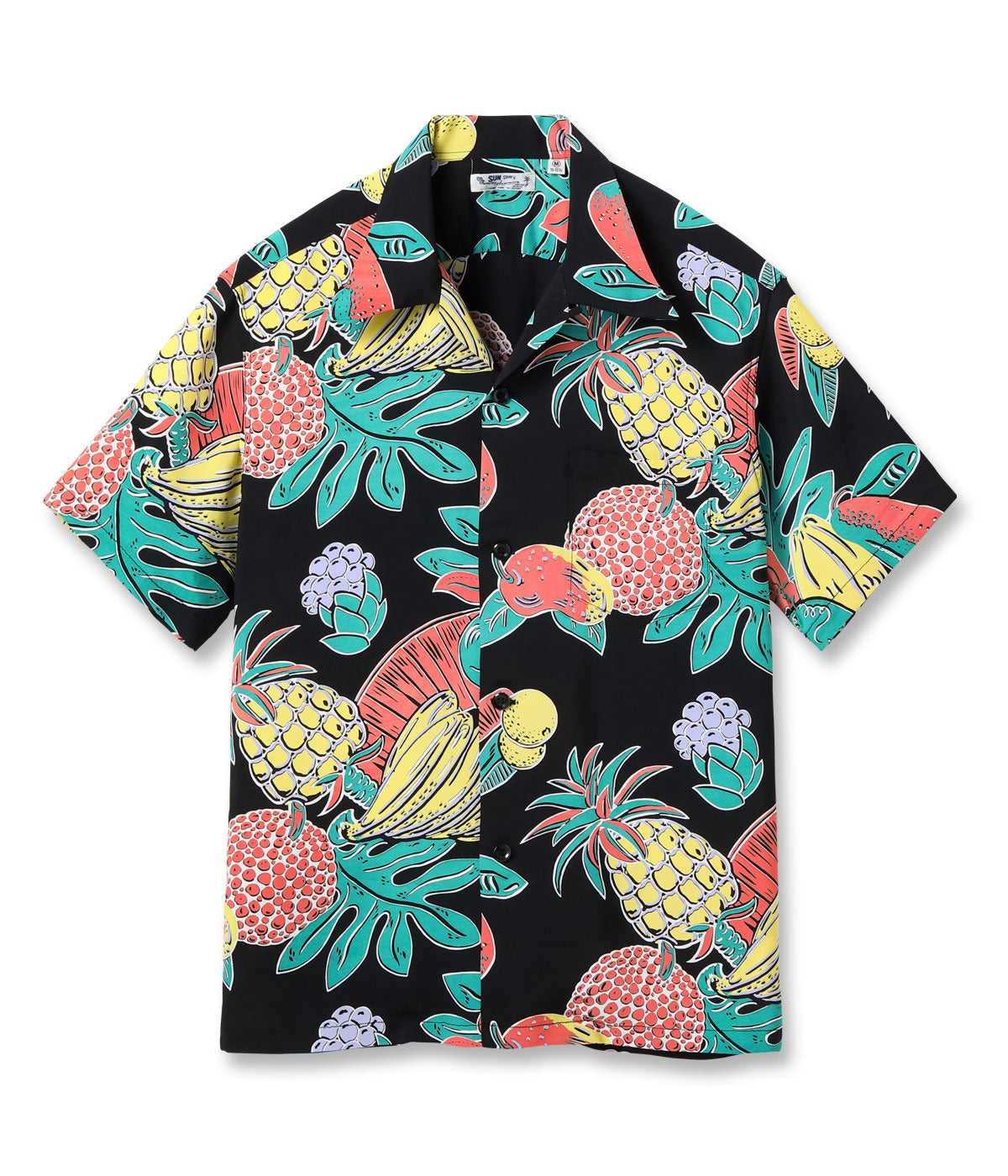 SS39415 RAYON HAWAIIAN SHIRT “TROPICAL FRUITS” - BLACK