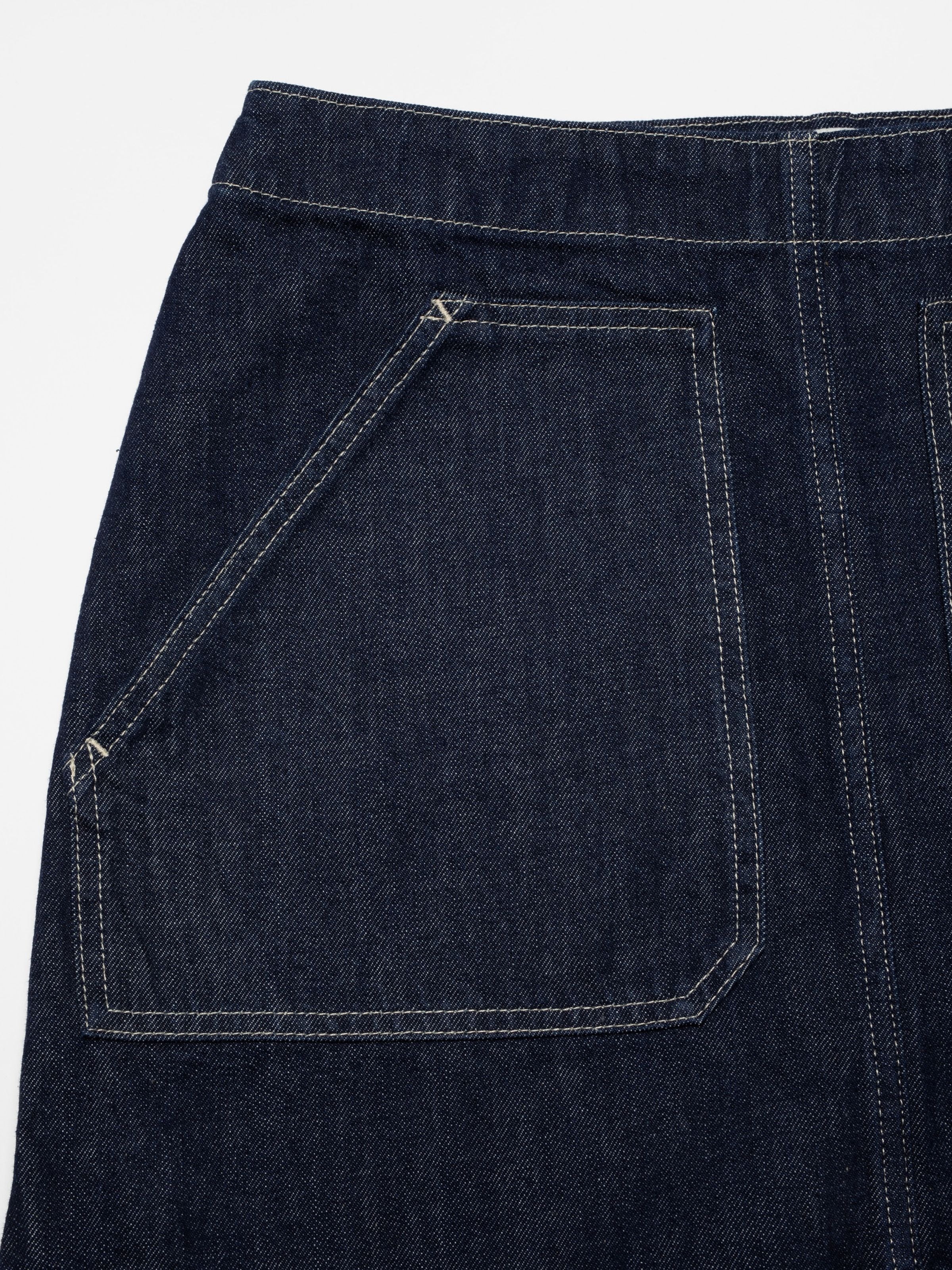 Elvy Workwear Denim Skirt - Dark Blue