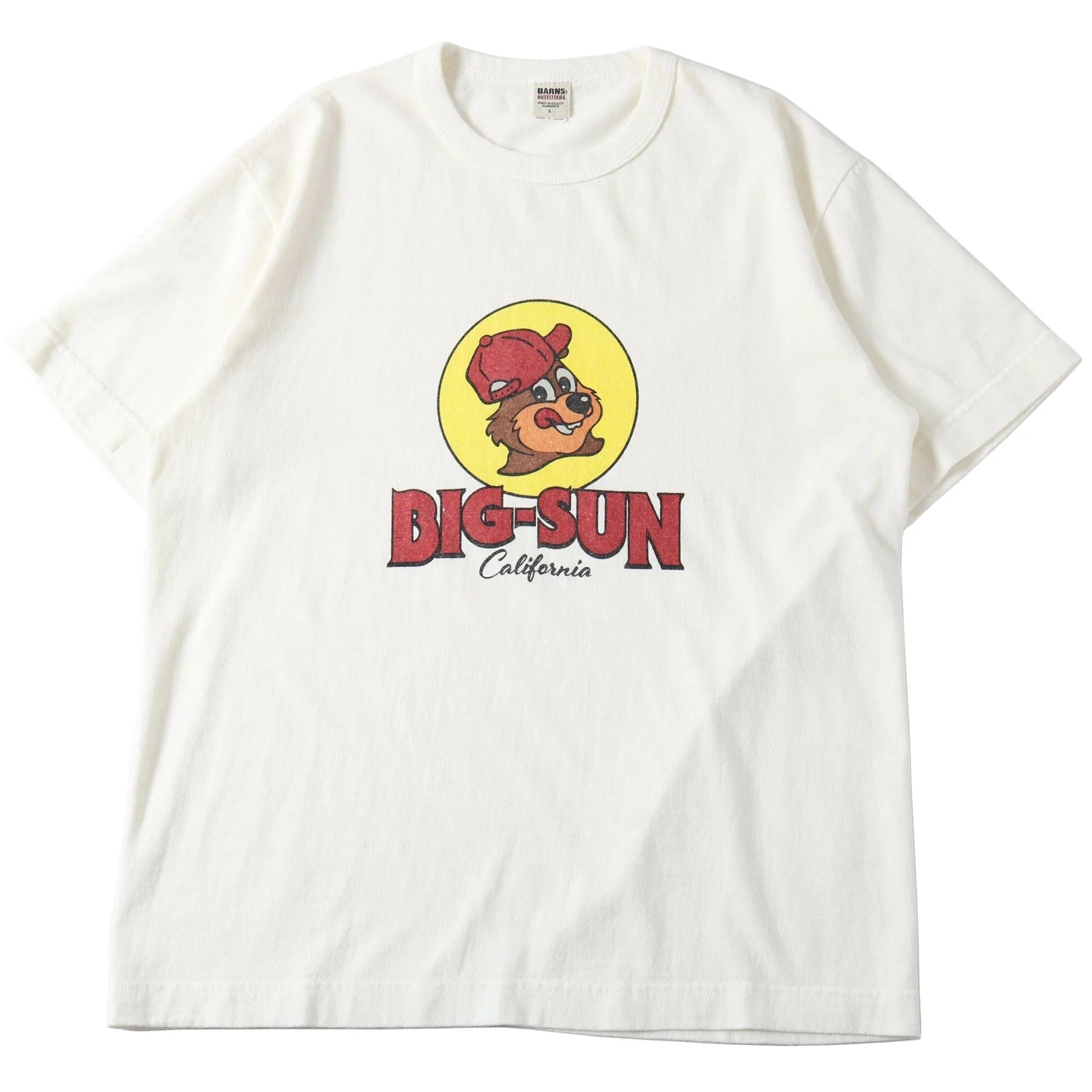 BR-25180 STANDARD TSURIAMI Crew Neck Print T-Shirt (BIG-SUN) - WHITE