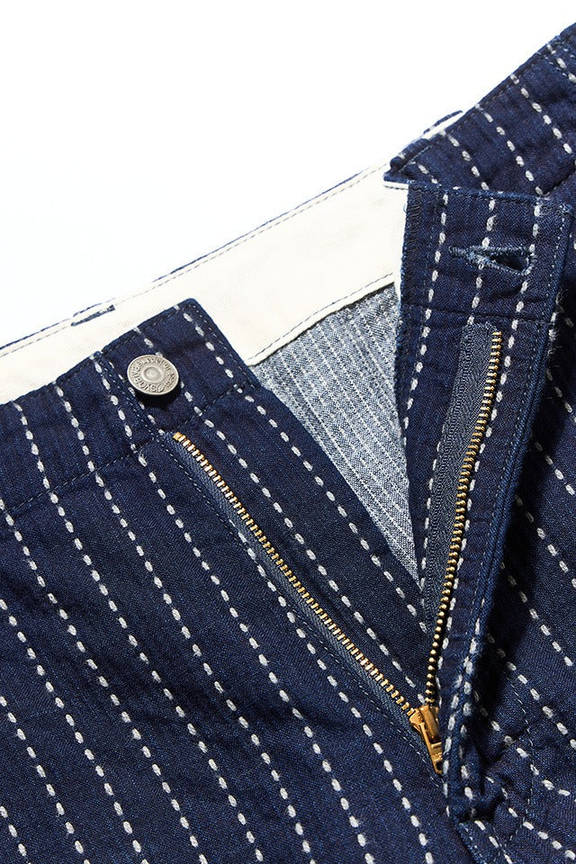 LP-1180-1 Stitch Stripe Comfortable Trousers - INDIGO X THICK STRIPE