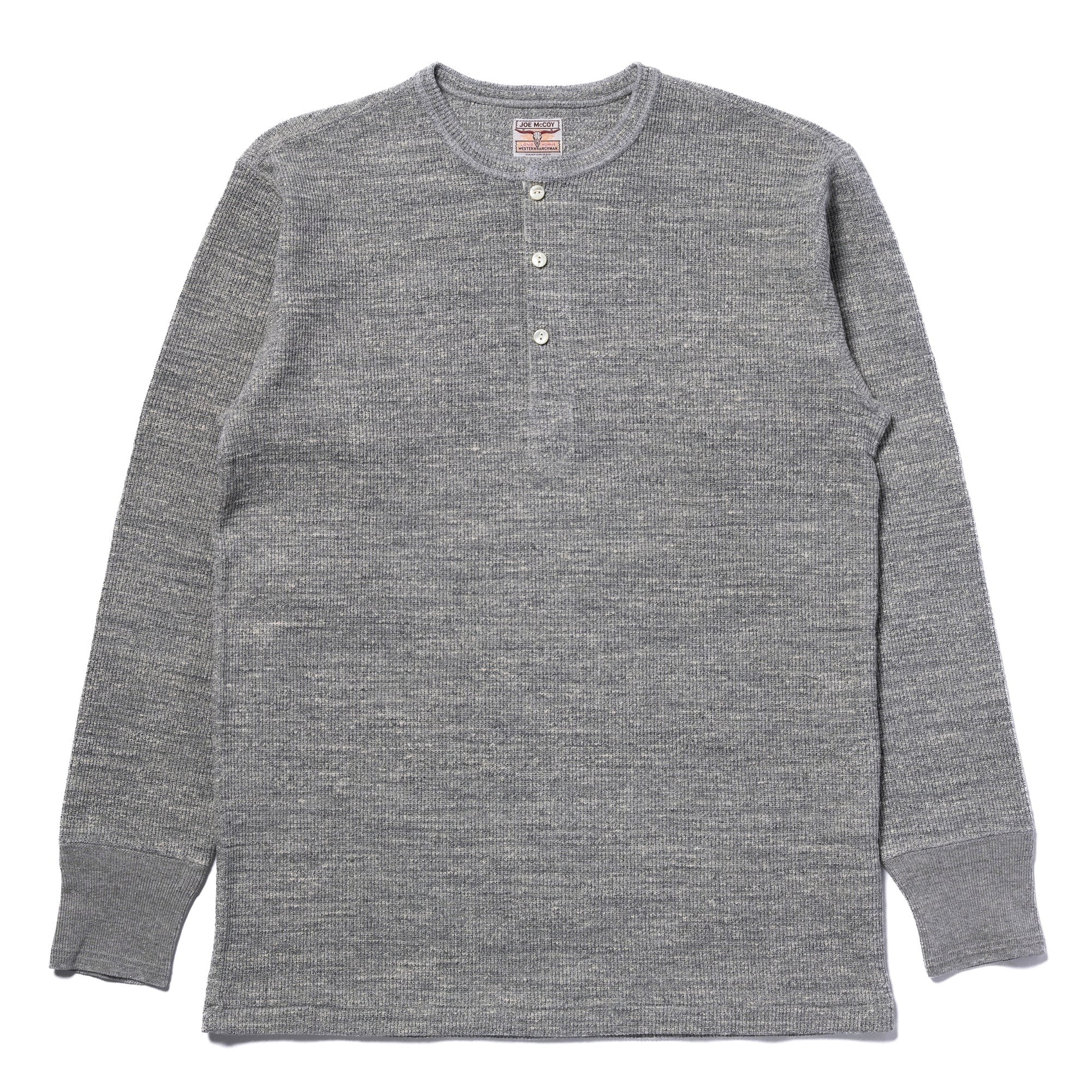 MC22120 WESTERN CARDIGAN STICH HENLEY SHIRT - GREY