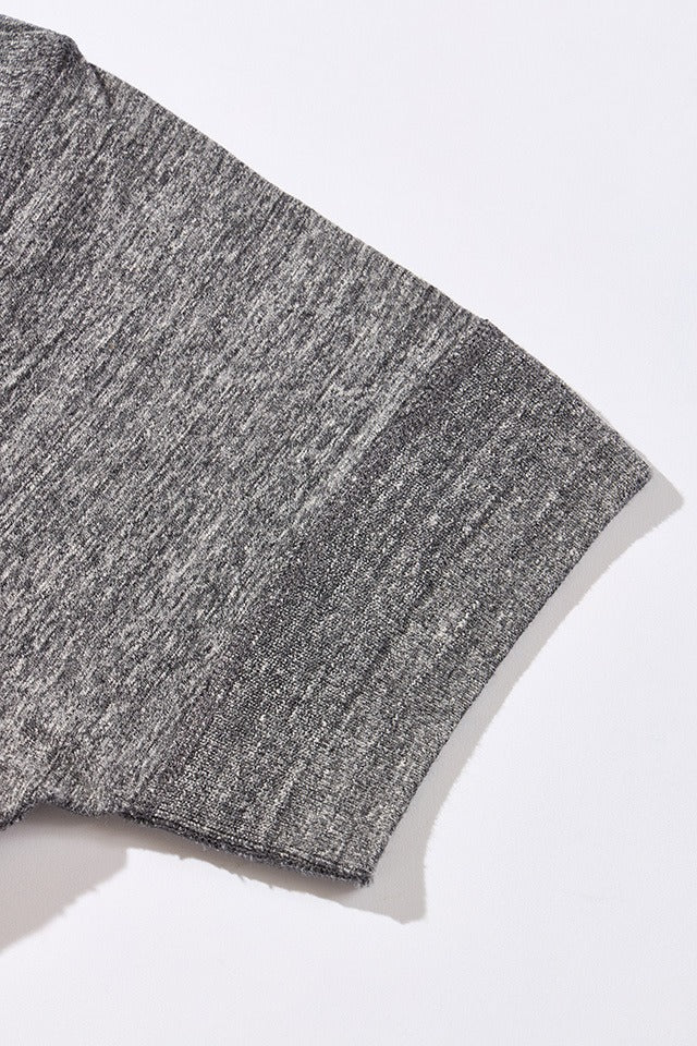 SS-5397-DGY] Ribbed Cuff Henley Neck T-shirt - Dark Heather Gray
