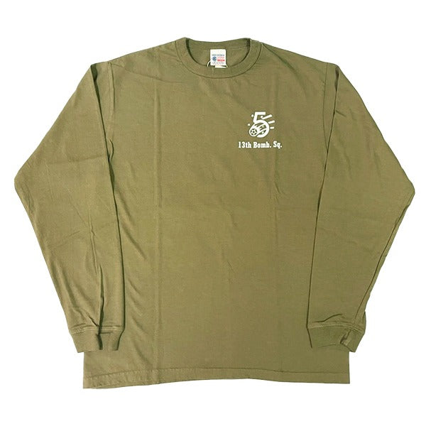BR69628 LONG SLEEVE T-SHIRT 13TH BOMB. SQ. THE GRIM REAPERS - KHAKI