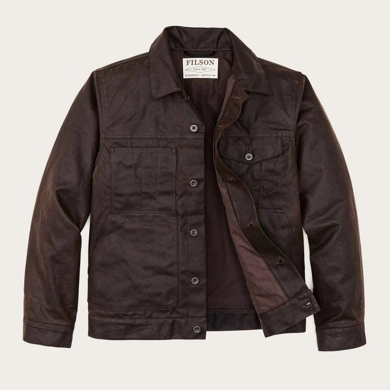 TIN CLOTH SHORT LINED CRUISER JACKET - DARK BROWN