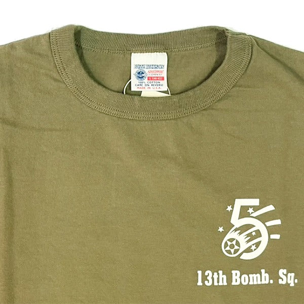 BR69628 LONG SLEEVE T-SHIRT 13TH BOMB. SQ. THE GRIM REAPERS - KHAKI