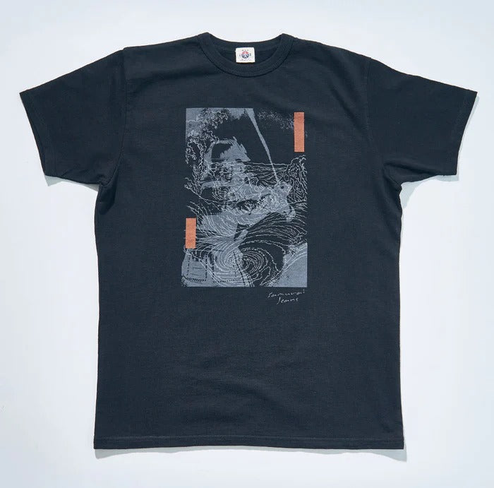 SJST25-106 Aged Cotton Inlay Loopwheel T-Shirt "RASEN" - BLACK