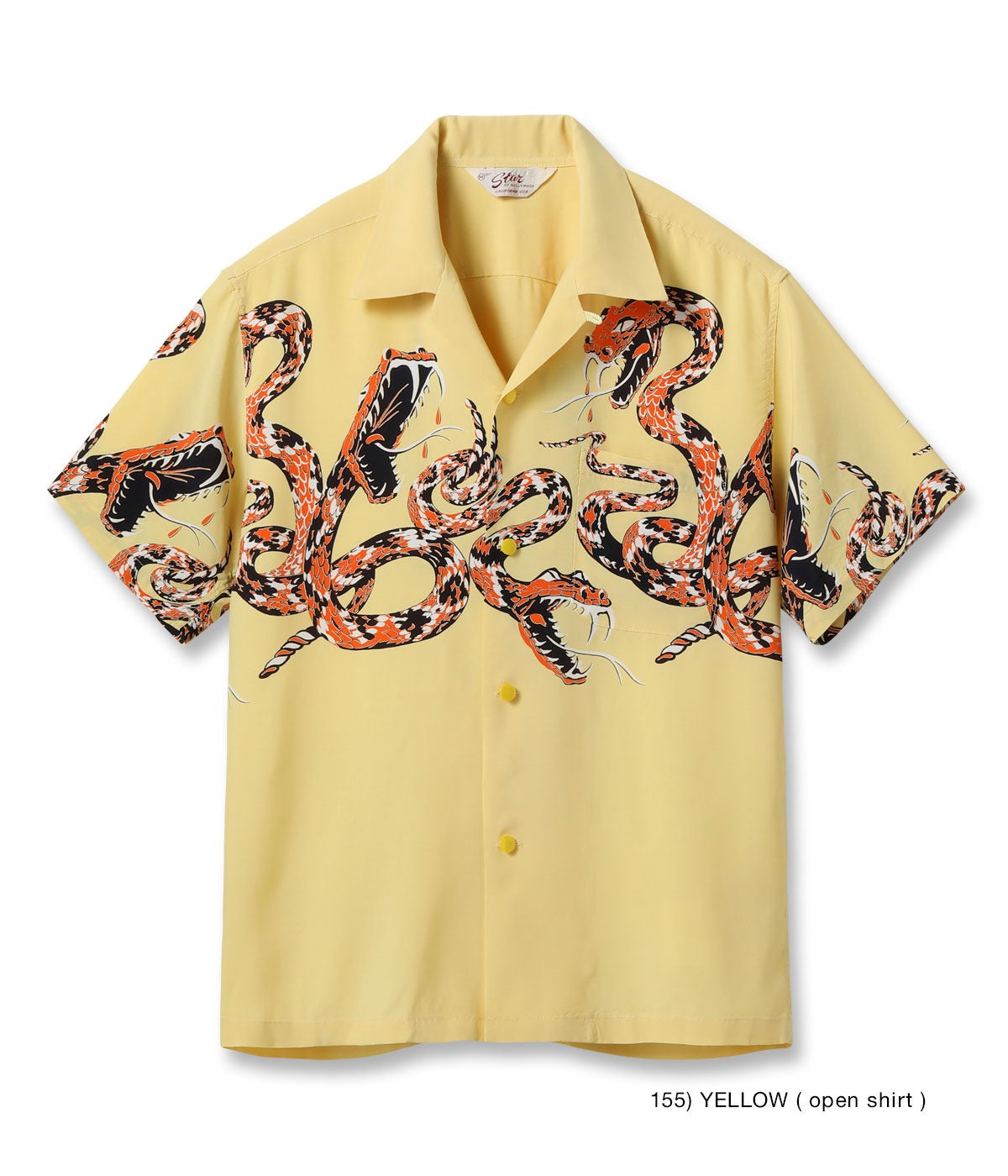 SH39486 HIGH DENSITY RAYON OPEN SHIRT “RATTLE SNAKE” - YELLOW