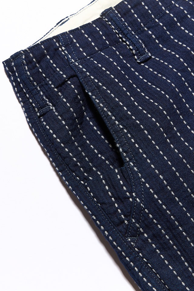 LP-1180-1 Stitch Stripe Comfortable Trousers - INDIGO X THICK STRIPE