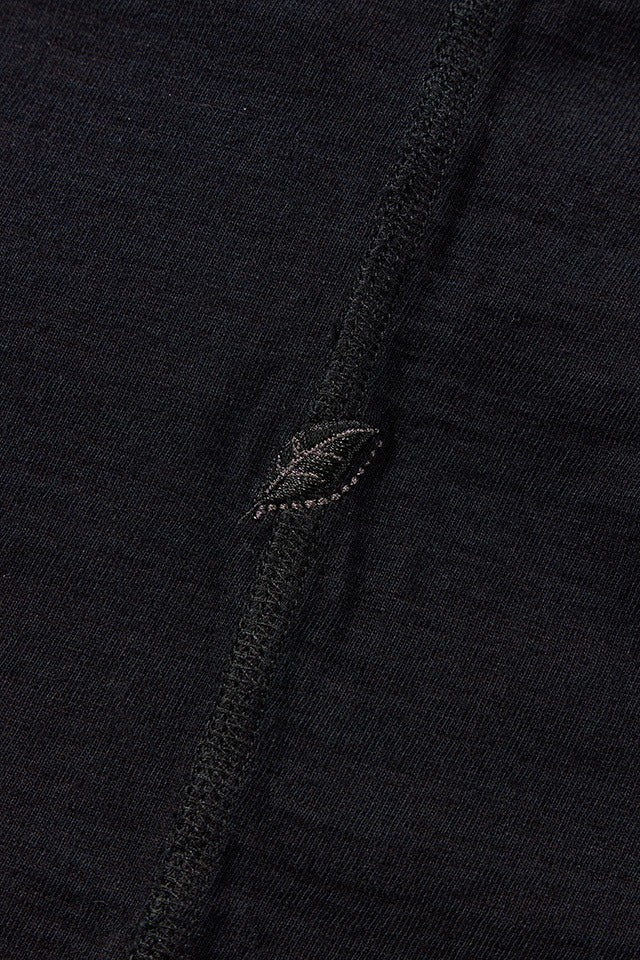 SS-5397-IDBK] Ribbed Cuff Henley Neck T-shirt - Indigo Black