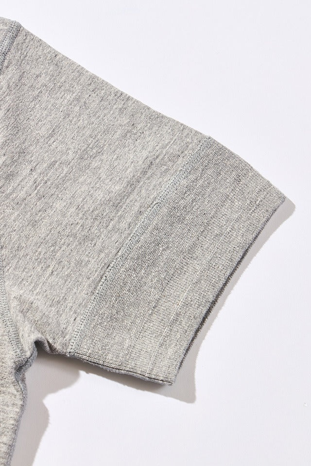 SS-5397-LGY Ribbed Cuff Henley Neck T-shirt - LIGHT HEATHER GRAY