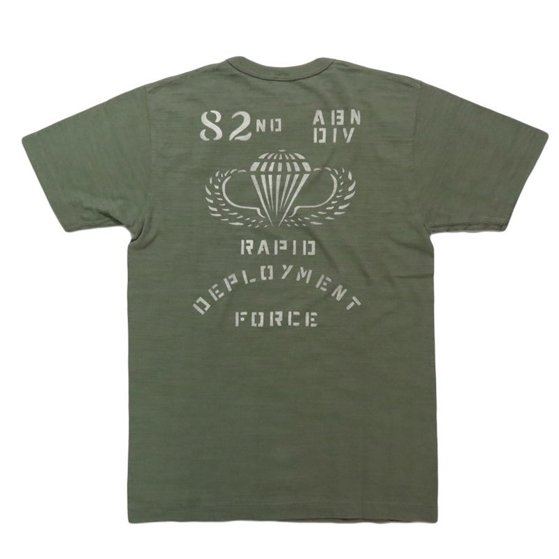 BR79564 SLUB YARN T-SHIRT "82nd AIRBORNE DIV." - OLIVE