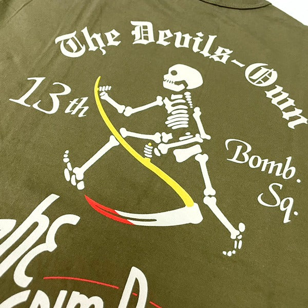 BR69628 LONG SLEEVE T-SHIRT 13TH BOMB. SQ. THE GRIM REAPERS - KHAKI