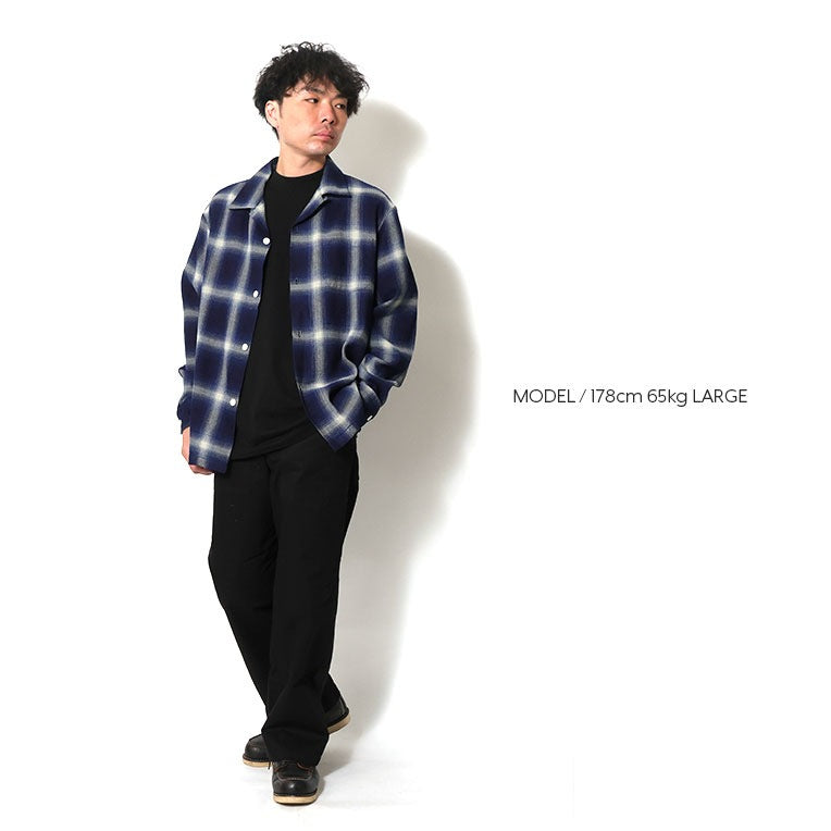 41272 INDIGO HB OMBRE CHECK L/S SHIRT - INDIGO ONE WASH