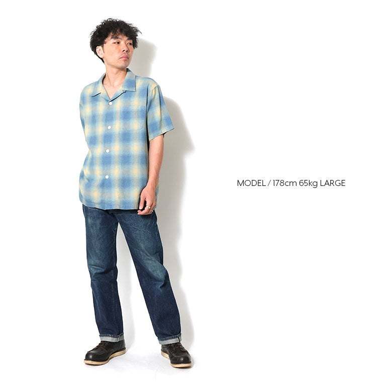 41273 INDIGO HB OMBRE CHECK S/S SHIRT - INDIGO BLEACH
