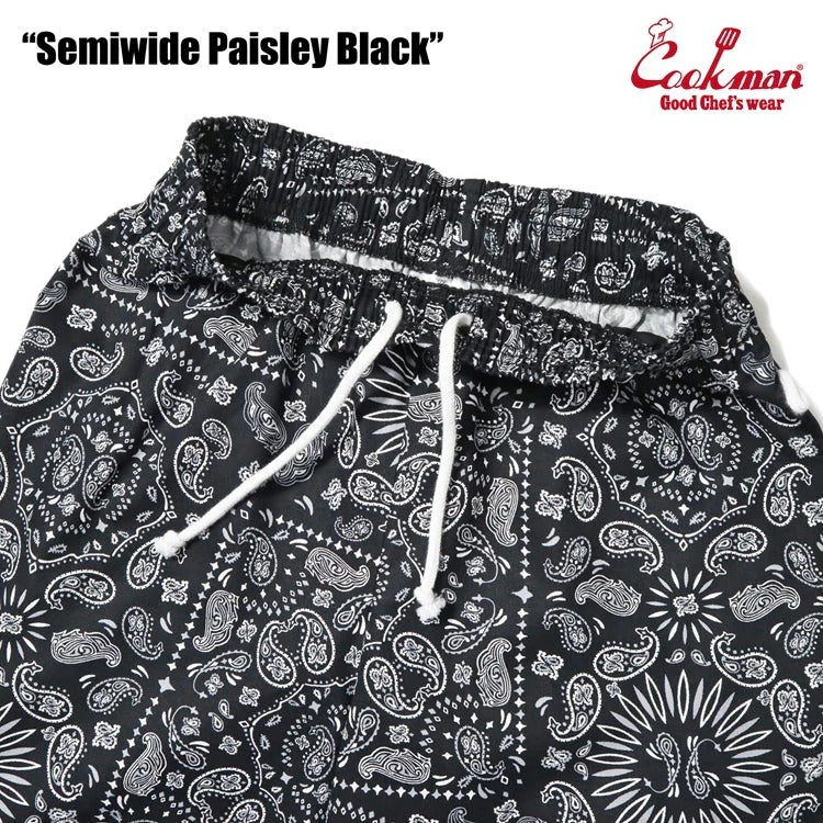 CHEF PANTS SEMIWIDE PAISLEY - BLACK