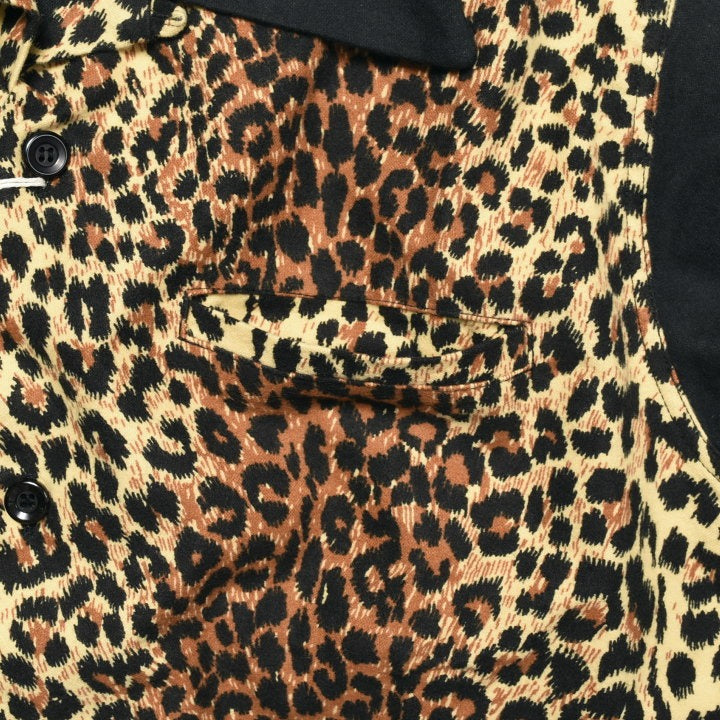 SE29576 Flannel Sports Shirt "LEOPARD x PLAIN" - YELLOW