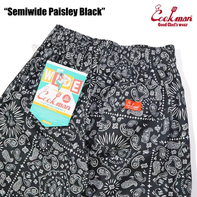 CHEF PANTS SEMIWIDE PAISLEY - BLACK