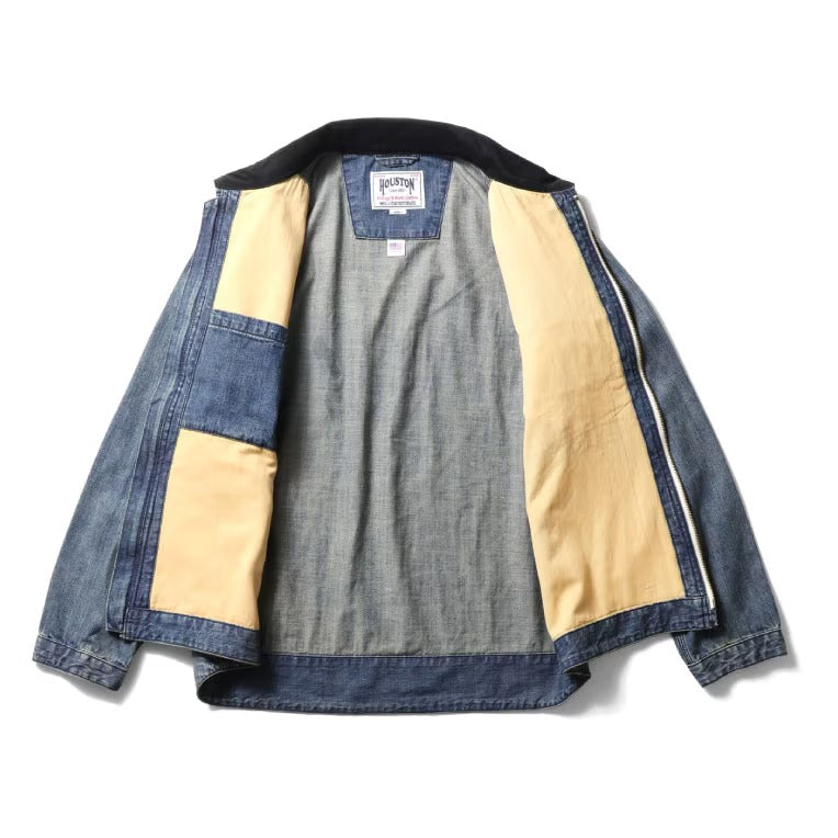 51590 US COTTON DENIM ZIP WORK JACKET - INDIGO VINTAGE WASH