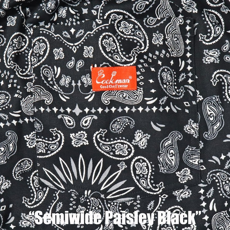 CHEF PANTS SEMIWIDE PAISLEY - BLACK