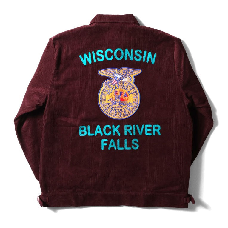 51448 CORDUROY EMBROIDERY JACKET (FFA) - BURGUNDY