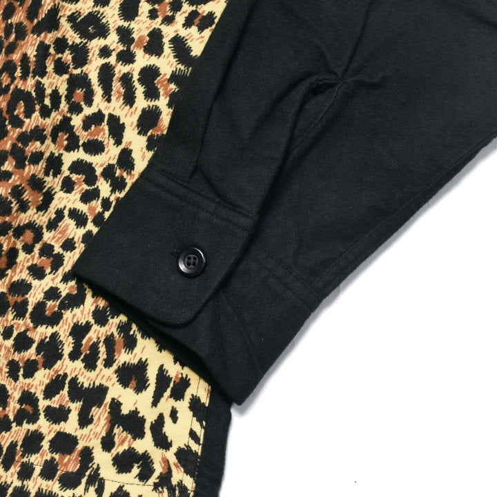 SE29576 Flannel Sports Shirt "LEOPARD x PLAIN" - YELLOW