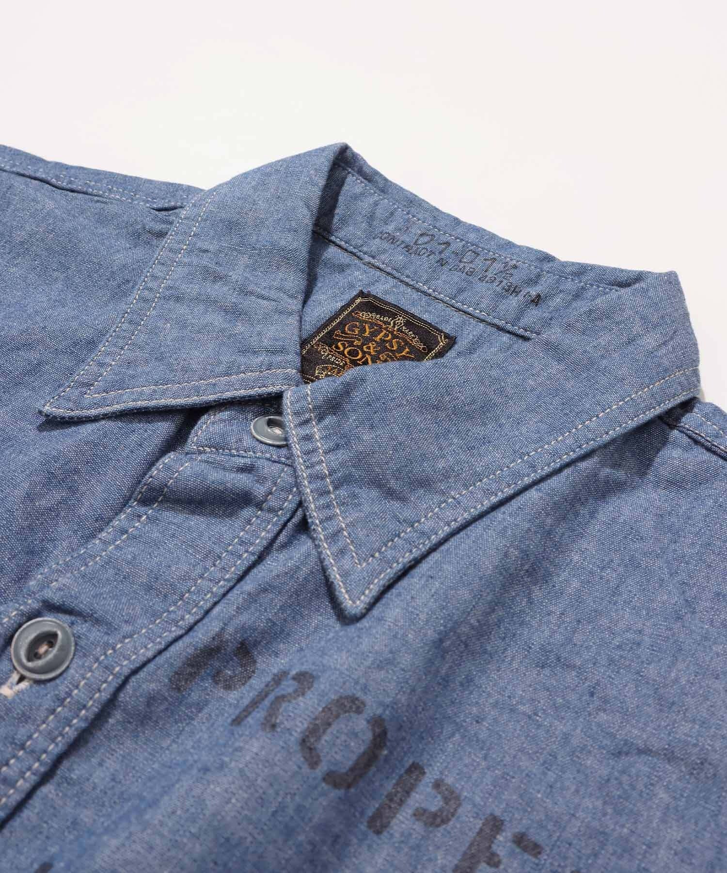 GS2529920 5OZ CHAMBRAY WORK L/S(O/WASH) - BLUE