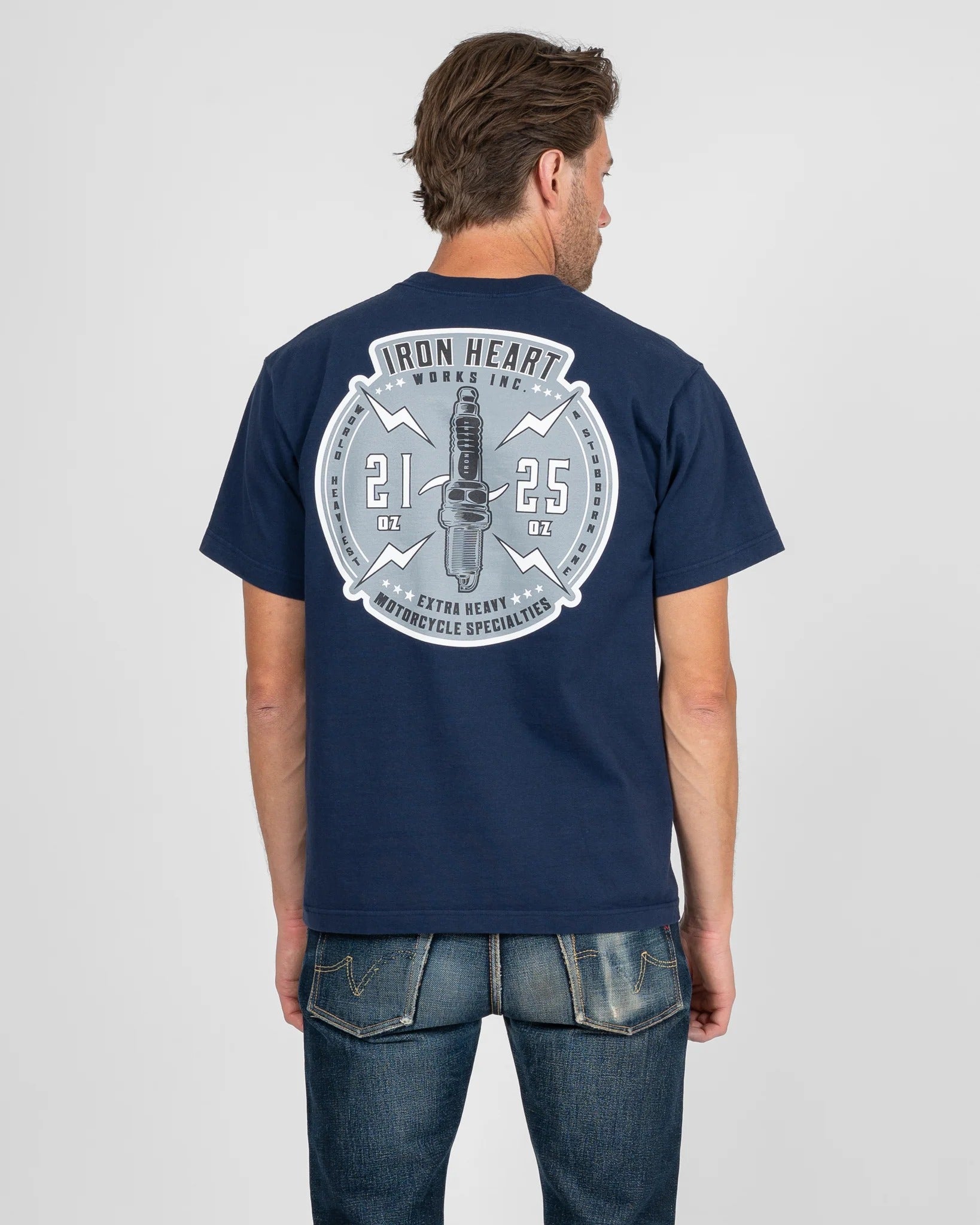 IHT-2503 7.5oz Printed Loopwheel Crew Neck T-Shirt - NAVY