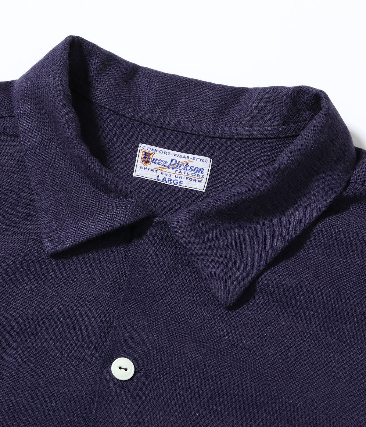 BR39510 U.S. NAVY RAYON LINEN OPEN SHIRT with CHAIN EMBROIDERED - NAVY